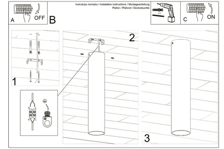 Plafon LAGOS 30 czarny + 1x Żarówka LED GU-10 3000K Ciepła 7W 620lm