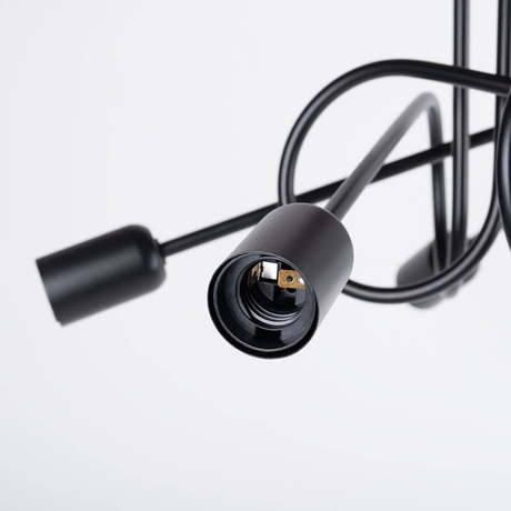 Żyrandol SUPEŁ 5 czarny + 5X Żarówka LED E27 3000K 7W 760lm