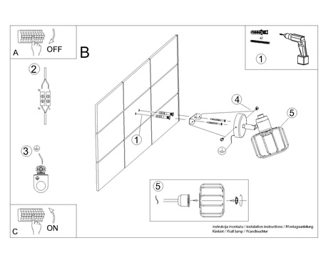 Kinkiet BELUCI 1 czarny + 1x Żarówka LED E14 4000K Zimna 7,5W 680lm