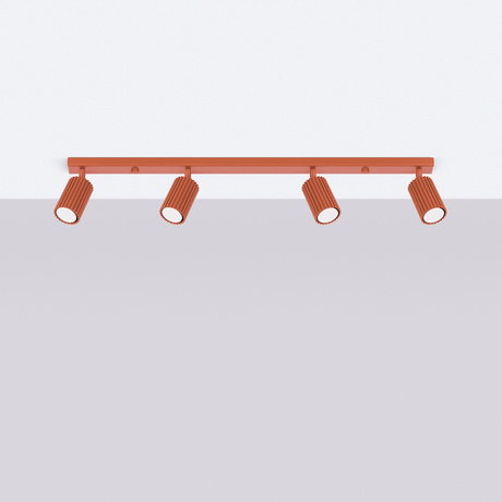 Plafon KARBON 4L ochra czerwona + 4x Żarówka LED GU-10 3000K Ciepła 7W 510lm