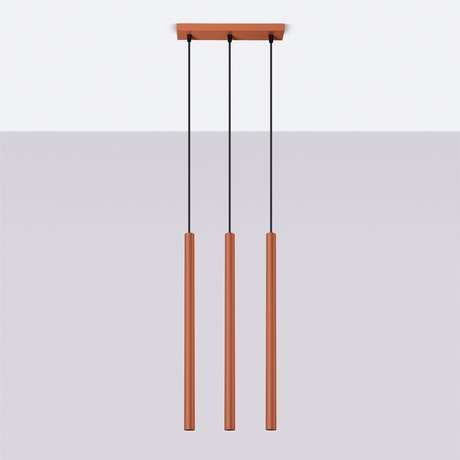 Lampa wisząca PASTELO 3 ochra czerwona + 3x Żarówka LED G9 3000K Ciepła 4,5W 450lm