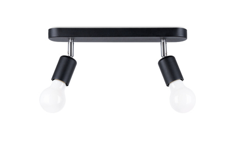 Plafon FORNES 2 czarny + 2x Żarówka LED E27 3000K Ciepła 7,5W 620lm