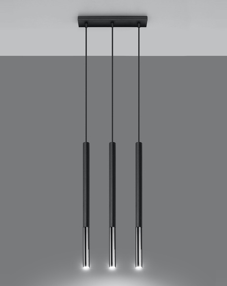 Lampa wisząca MOZAICA 3L czarny/chrom + 3x Żarówka LED G9 4000K Zimna 3W 204lm