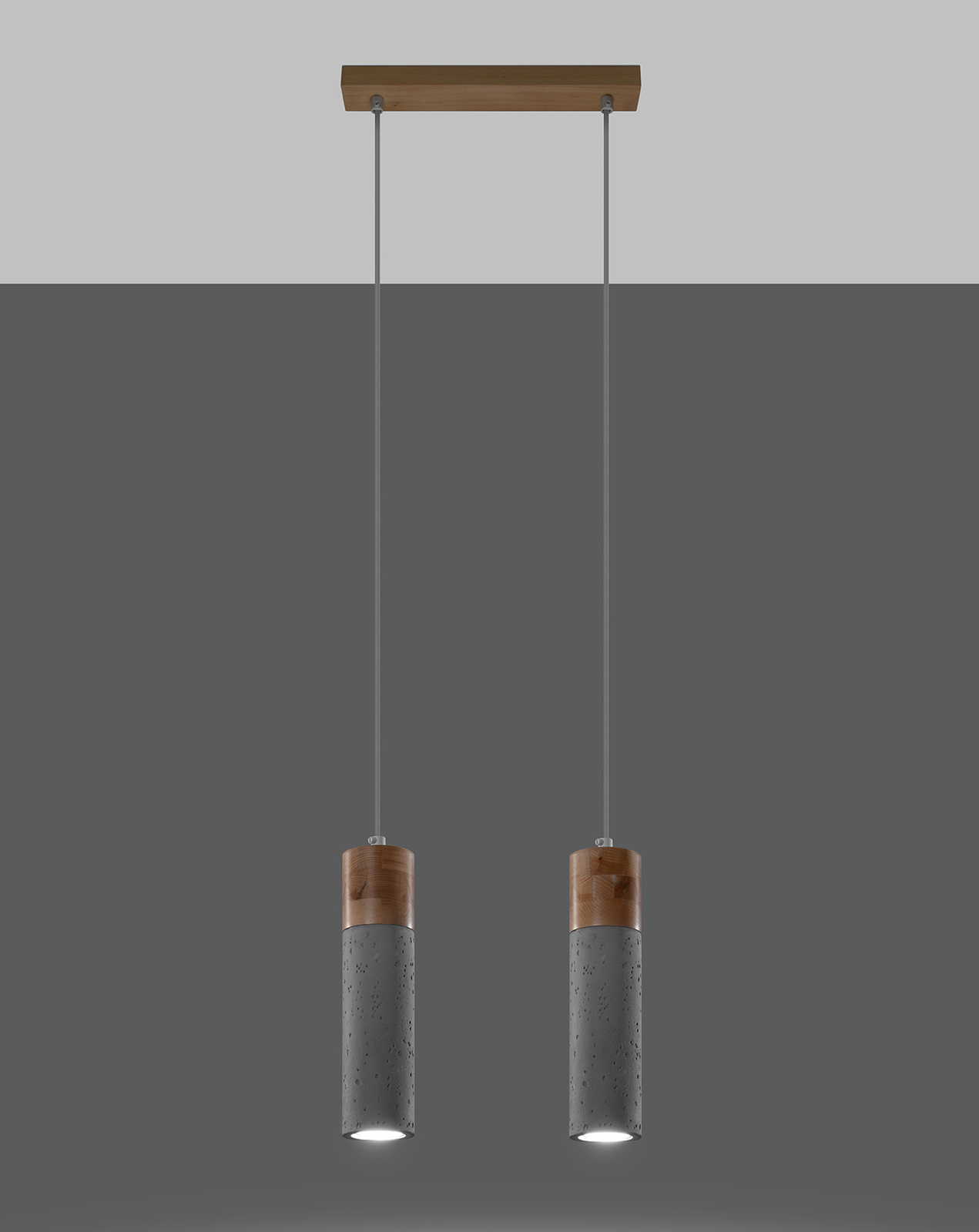 Lampa wisząca ZANE 2 szara + 2x Żarówka LED GU-10 3000K Ciepła 7W 620lm