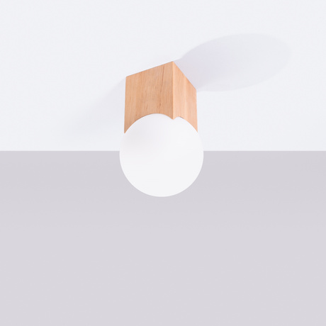 Plafon SOLIS naturalne drewno + 1x Żarówka LED G9 4000K Zimna 4,5W 460lm