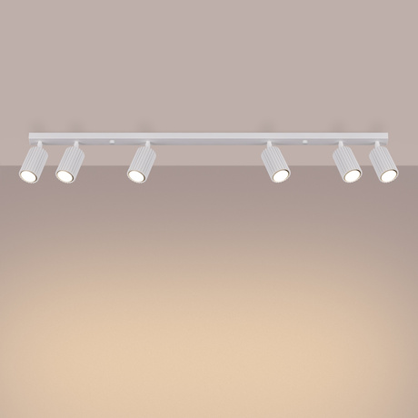 Plafon KARBON 6L biały + 6x Żarówka LED GU-10 3000K Ciepła 7W 510lm