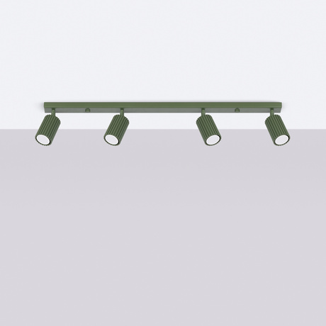 Plafon KARBON 4L zielony oliwkowy + 4x Żarówka LED GU-10 3000K Ciepła 7W 510lm
