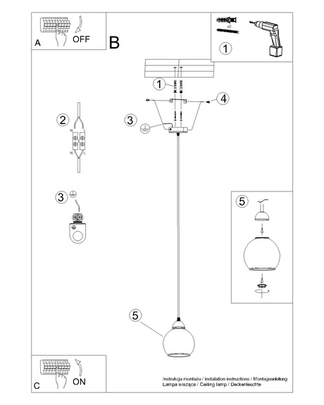 Lampa wisząca ALINO 1 czarna +1x Żarówka LED E27 3000K Ciepła 7,5W 620lm