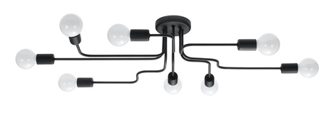 Żyrandol VECTOR 8 czarny + 8x Żarówka LED E27 4000K Zimna 7,5W 650lm
