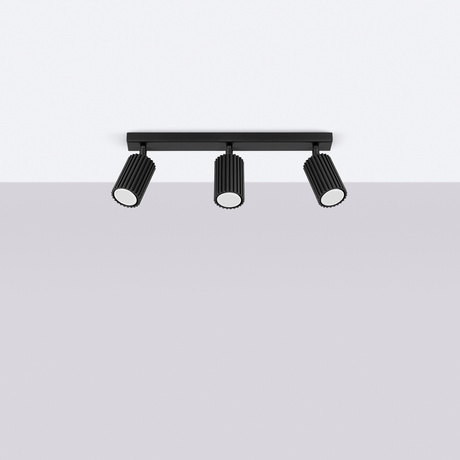 Plafon KARBON 3L czarny + 3x Żarówka LED GU-10 3000K Ciepła 7W 510lm