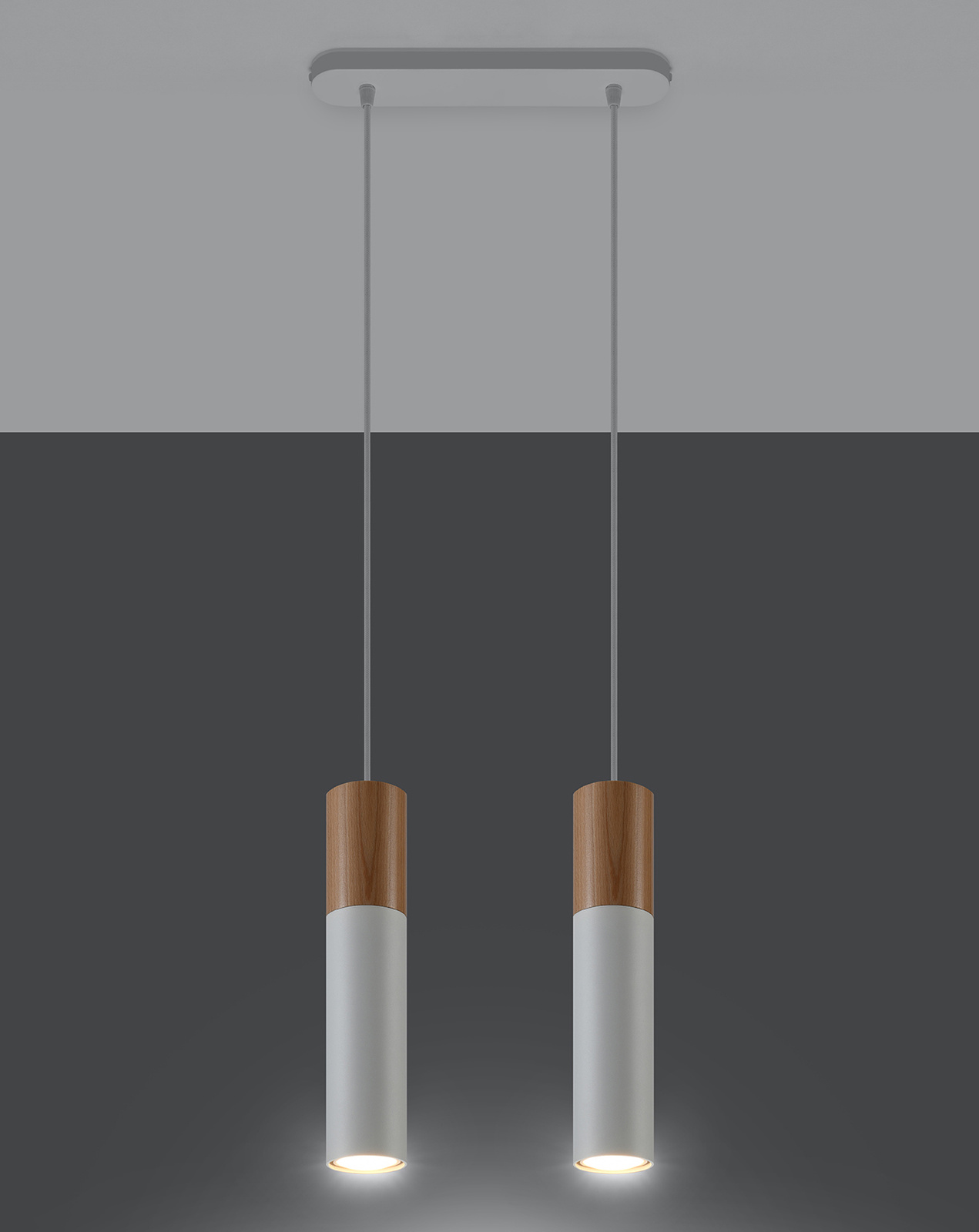 Lampa Wisząca PABLO 2 biała + 2x Żarówka LED GU-10 3000K Ciepła 7W 620lm