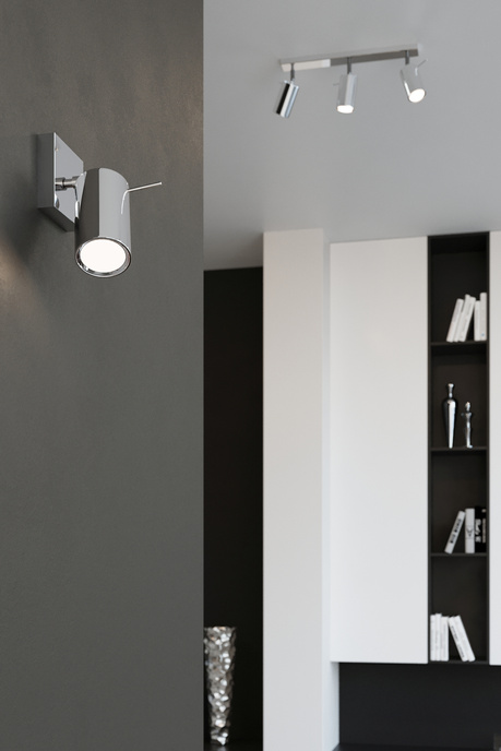 Kinkiet RING chrom + 1x Żarówka LED GU-10 3000K Ciepła 7W 620lm