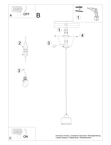 Lampa wisząca SAVAR 1 czarna + 1x Żarówka LED E27 3000K Ciepła 7,5W 620lm