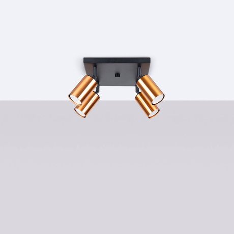 Plafon WINX 4 czarny/miedź + 4x Żarówka LED GU-10 4000K Zimna 7W 530lm