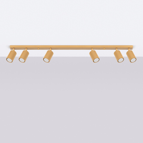 Plafon KARBON 6L złoty + 6x Żarówka LED GU-10 3000K Ciepła 7W 510lm