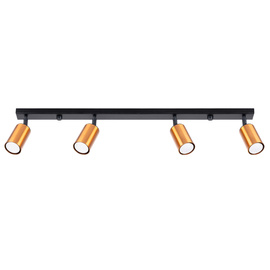 Plafon WINX 4L czarny/miedź + 4x Żarówka LED GU-10 3000K Ciepła 7W 510lm