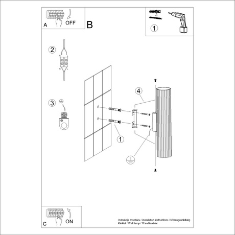 Kinkiet KARBON 30 beżowy + 2x Żarówka LED GU-10 4000K Zimna 7W 530lm