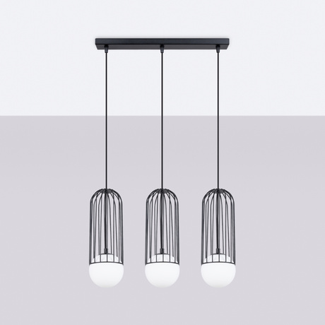 Lampa wisząca BRINA 3L czarna + 3x Żarówka LED G9 4000K Zimna 4,5W 460lm