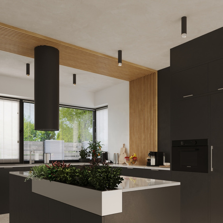 Plafon NERO 12,5 czarny/chrom + 1x Żarówka LED GU-10 4000K Zimna 7W 530lm