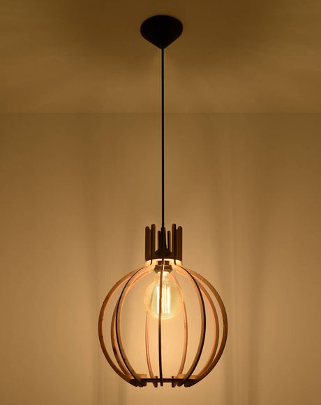 Lampa wisząca ARANCIA naturalne drewno + 1x Żarówka LED E27 4000K Zimna 7,5W 650lm