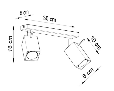 Plafon MERIDA 2 czarny + 2xŻarówka LED GU-10 3000K Ciepła 7W 620lm