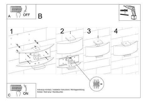 Kinkiet EMILIO + 2x Żarówka LED E14 3000K 8W 620lm