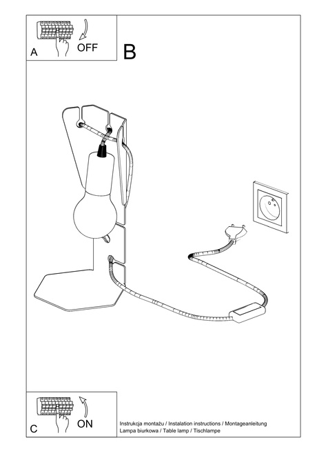 Lampa biurkowa ARBY biała + 1x Żarówka LED E27 3000K Ciepła 7,5W 620lm