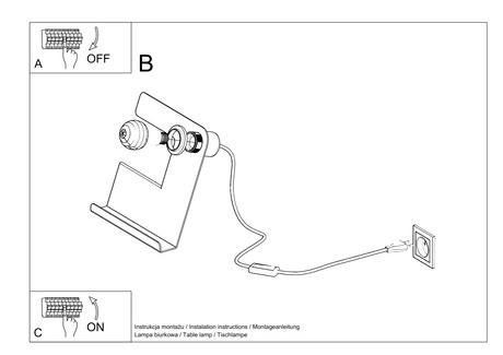Lampa biurkowa INCLINE czarna + 1x Żarówka LED E27 4000K Zimna 7,5W 650lm