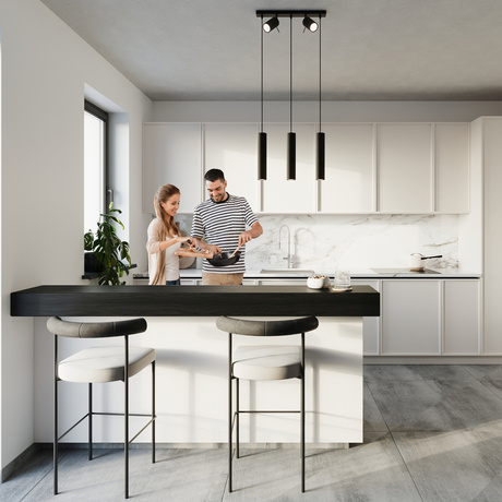 Lampa wisząca RING 3 czarny + 5x Żarówka LED GU-10 4000K Zimna 7W 630lm