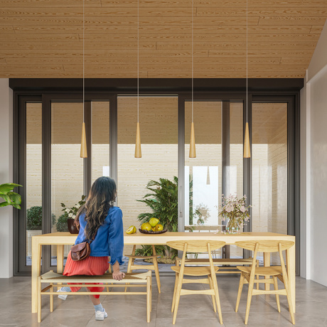 Lampa wisząca SULA 3P naturalne drewno + 3x Żarówka LED GU-10 4000K Zimna 7W 630lm