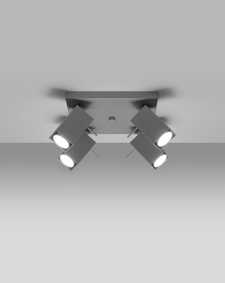 Plafon MERIDA 4 szary + 4x Żarówka LED GU-10 4000K Zimna 7W 630lm