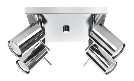 Plafon RING 4 chrom + 4x Żarówka LED GU-10 4000K Zimna 7W 630lm