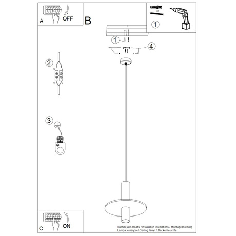 Lampa wisząca PELTA 1 czarna/beżowa