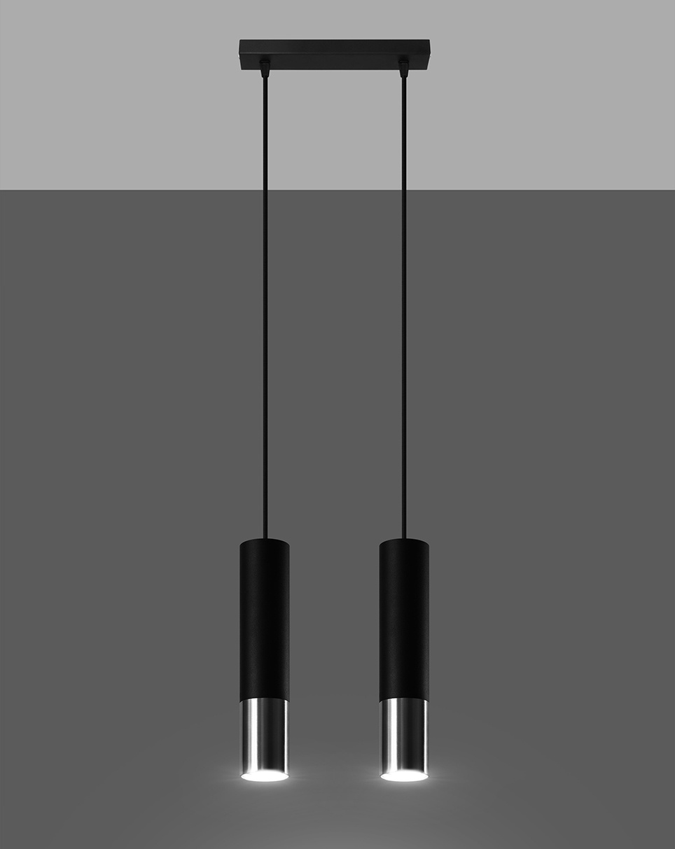 Lampa Wisząca LOOPEZ 2 czarny/chrom  + 2x Żarówka LED GU-10 4000K Zimna 7W 630lm