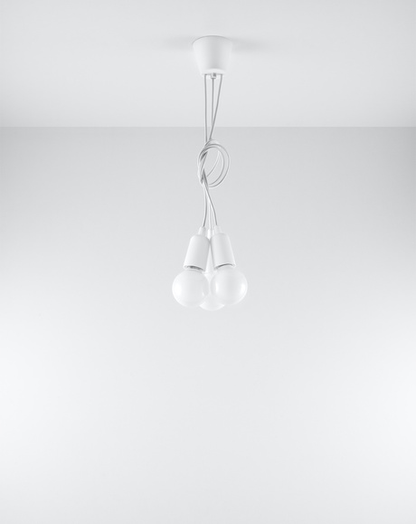 Lampa wisząca DIEGO 3 biała + 3x Żarówka LED E27 4000K Zimna 7,5W 650lm