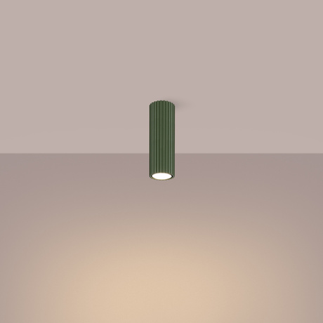 Plafon KARBON 20 zielony oliwkowy + 1x Żarówka LED GU-10 4000K Zimna 7W 530lm