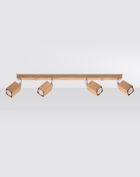 Plafon KEKE 4 dąb + 4x Żarówka LED GU-10 4000K Zimna 7W 630lm