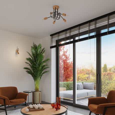 Kinkiet EMBER czarny + 1x Żarówka LED E27 4000K Zimna 7,5W 690lm