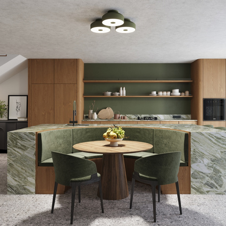 Plafon OMIQ zielony oliwkowy + 4X Żarówka LED E27 3000K Ciepła 7,5W 620lm