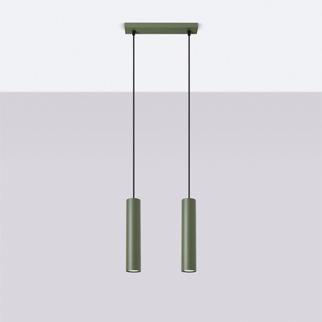 Lampa wisząca LAGOS 2 zielona oliwka + 2x Żarówka LED GU-10 3000K Ciepła 7W 510lm