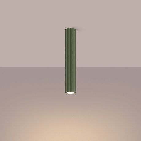 Plafon KARBON 40 zielony oliwkowy + 1x Żarówka LED GU-10 4000K Zimna 7W 530lm