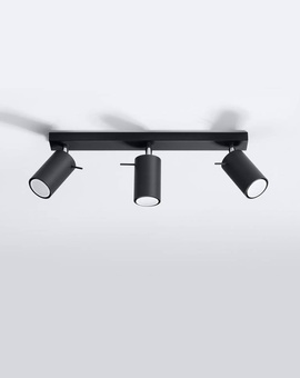 Plafon RING 3L czarny +3x Żarówka LED GU-10 3000K Ciepła 7W 620lm