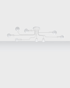 Żyrandol HECTOR 8 biały + 8x Żarówka LED E27 3000K Ciepła 7,5W 620lm