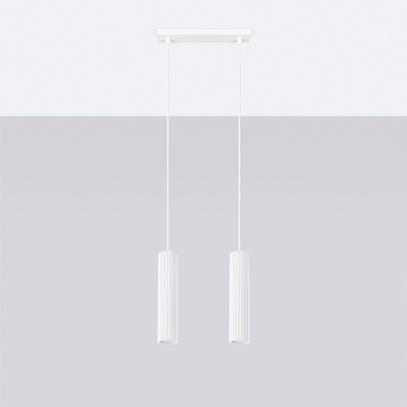 Lampa wisząca KARBON 2 biały + 2x Żarówka LED GU-10 3000K Ciepła 7W 510lm