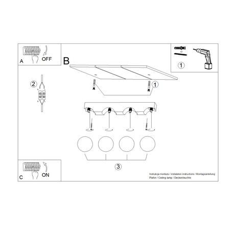Plafon BULBO 4 naturalne drewno + 4x Żarówka LED G9 4000K Zimna 4,5W 460lm