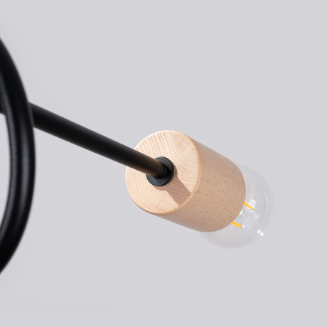 Żyrandol EMBER 5 czarny + 5x Żarówka LED E27 4000K Zimna 7,5W 690lm