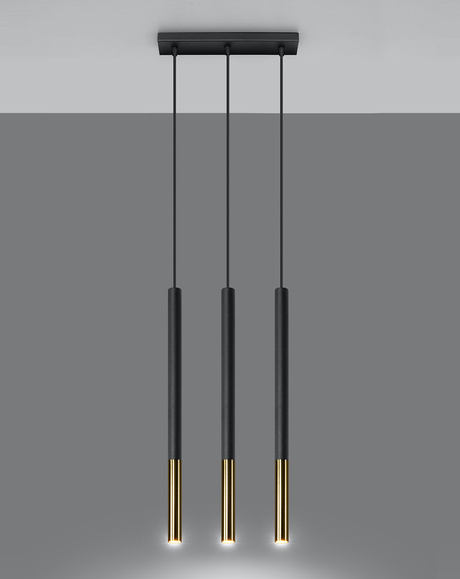 Lampa wisząca MOZAICA 3L czarny/złoto + 3x Żarówka LED G9 3000K Ciepła 3W 192lm