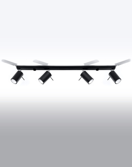 Plafon RING 4L czarny + 4x Żarówka LED GU-10 3000K Ciepła 7W 620lm