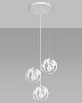 Lampa wisząca TULOS 3P biała + 3x Żarówka LED E27 3000K Ciepła 7,5W 620lm