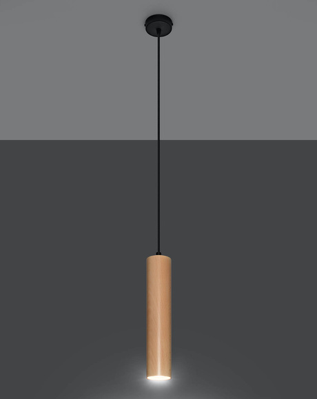Lampa Wisząca LINO 1 naturalne drewno + 1x Żarówka LED GU-10 4000K Zimna 7W 630lm
